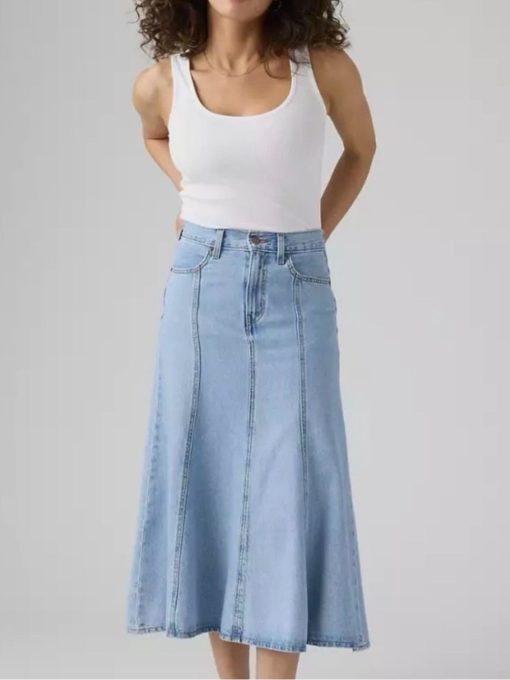 Levi’s paneled denim midi skirt